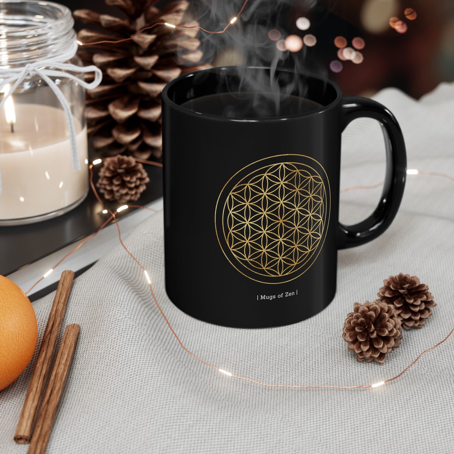 Flower of Life - 11oz Black Mug